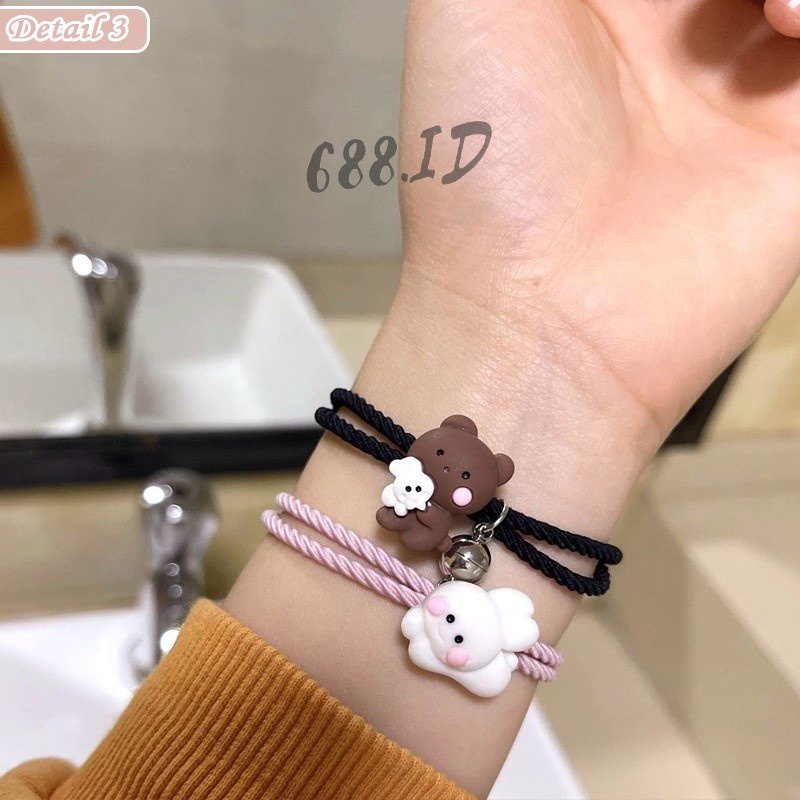 2pcs Gelang Couple Magnet Pasangan Karakter Kelinci Untuk Pacar Sahabat Bestie Kekinian GL 33