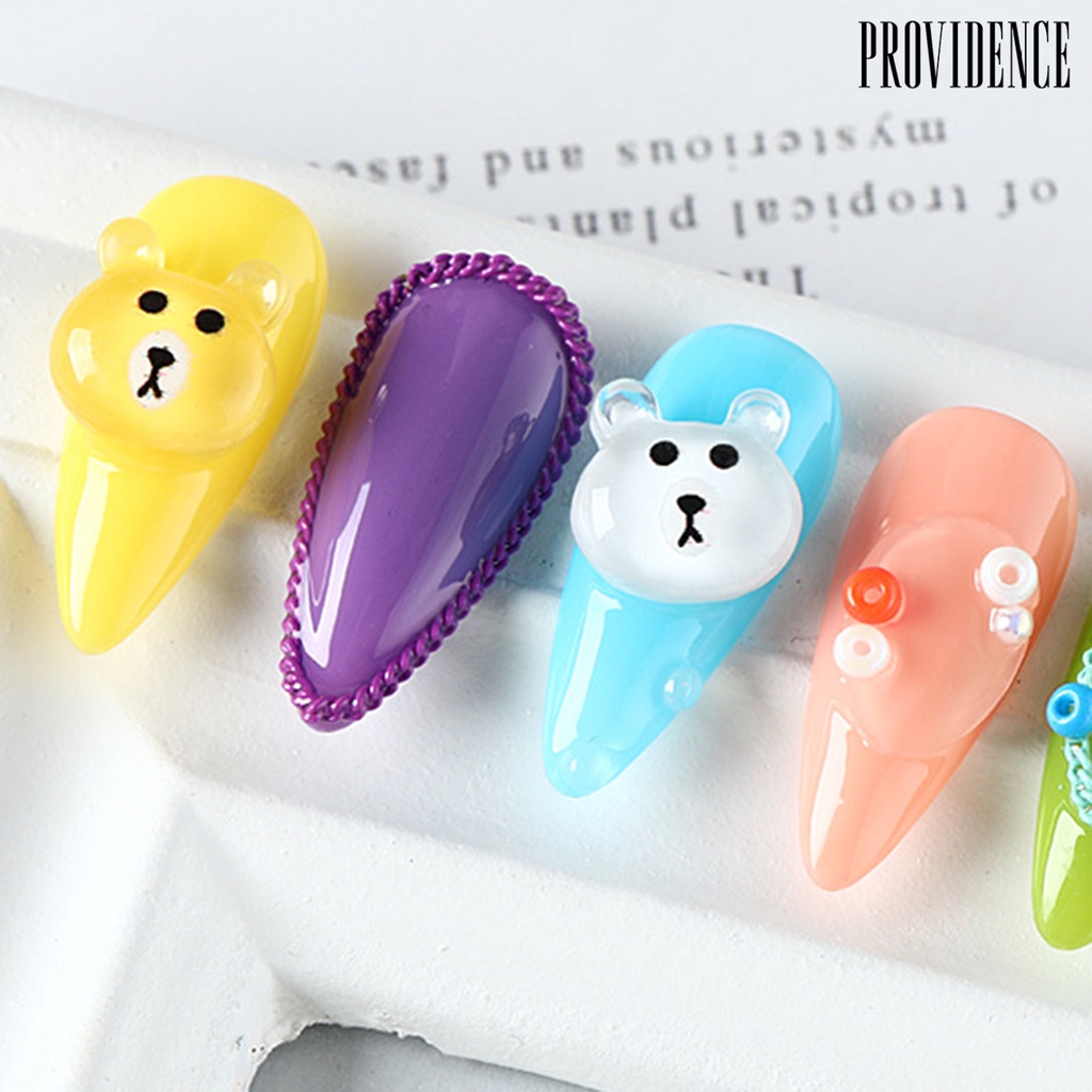 Providence 8Pcs/Bag Fingernail Decoration Universal Lovely Resin Nail Art Accessories Cute Teddy for Personal Use