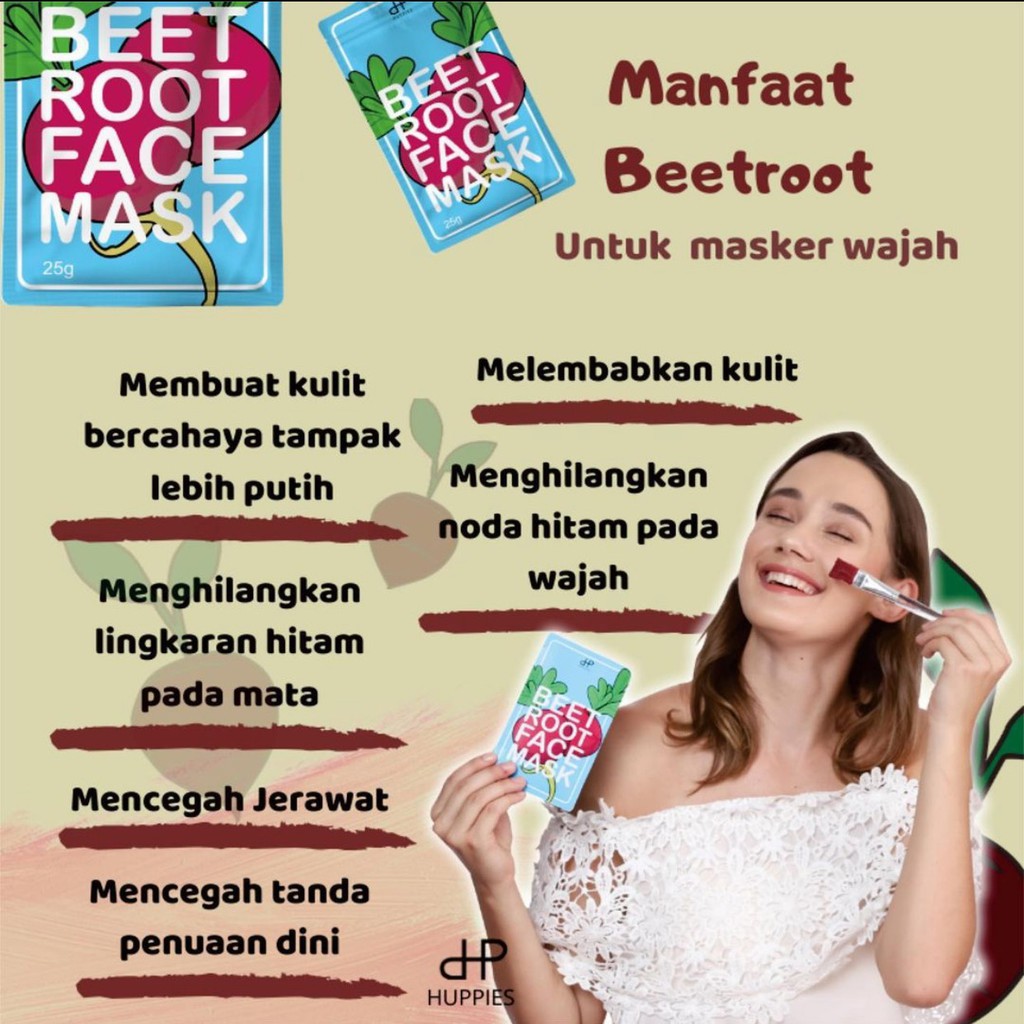 [HUPPIES.ID] BEET ROOT FACE MASK - BPOM / CLAY MASK / ZIP LOCK