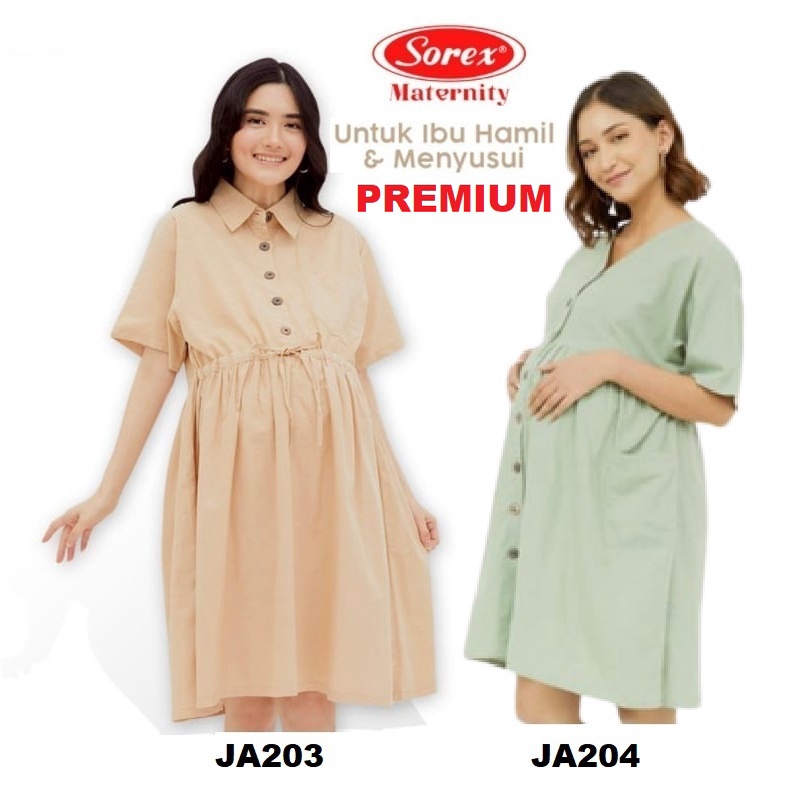 Dress Daster Katun Maternity Untuk Ibu Hamil &amp; Menyusui Sorex / Pakaian Ibu Hamil Sorex JA203 &amp; JA204