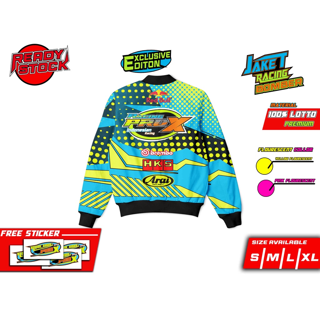 JAKET BOMBER RACING LIMITED EDITION EXCLUSIVE STABILO LIGHT BLUE PREMIUM