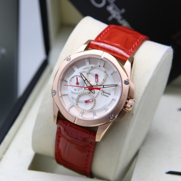ALEXANDRE CHRISTIE AC 6589 ROSEGOLD RED AC6589 WANITA ORIGINAL