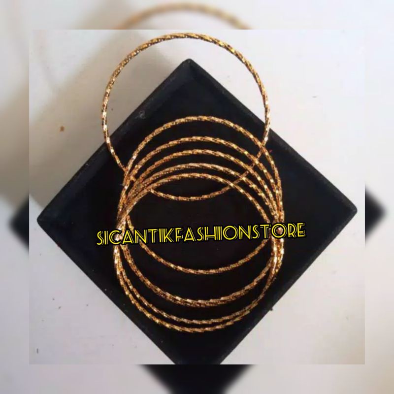 Gelang Titanium keroncong Fashion wanita isi 3pcs Terlaris anti Karat tidak luntur Perhiasan wanita