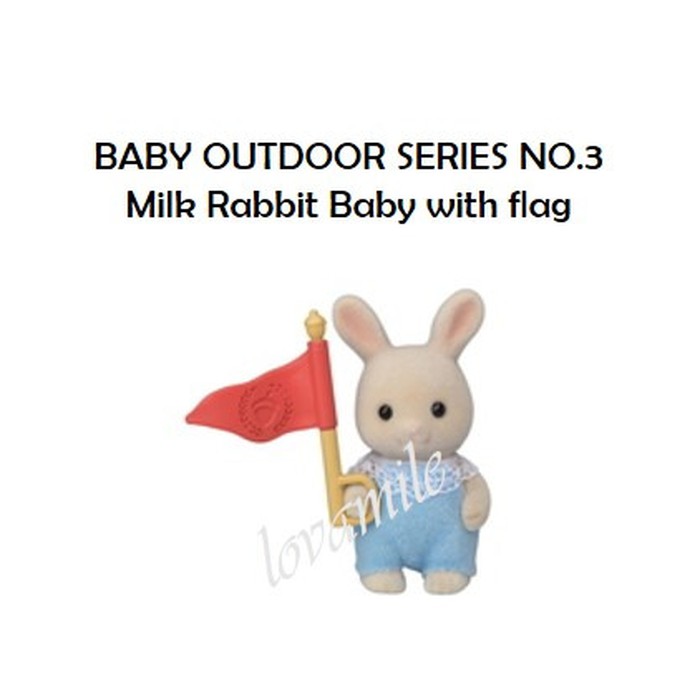 SYLVANIAN FAMILIES BABY OUTDOOR SERIES NO 3 MILK RABBIT WITH RED FLAG