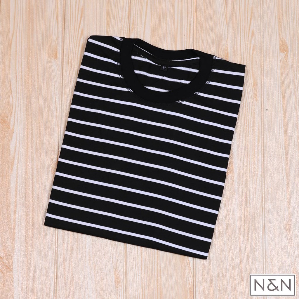 Baju Kaos Polos Salur Baju Polos Stripe Garis Garis Pria Wanita