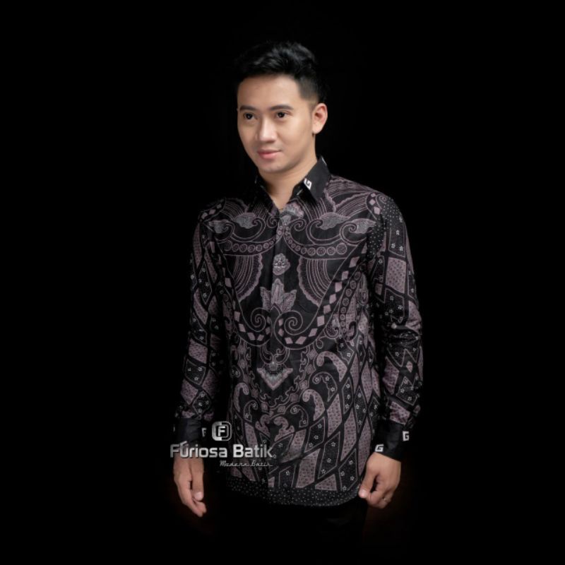 Batik Pria Lengan Panjang BATIK NAKULA HRB026 motif KERATONAN Kode 002 size M L XL XXL Reguler