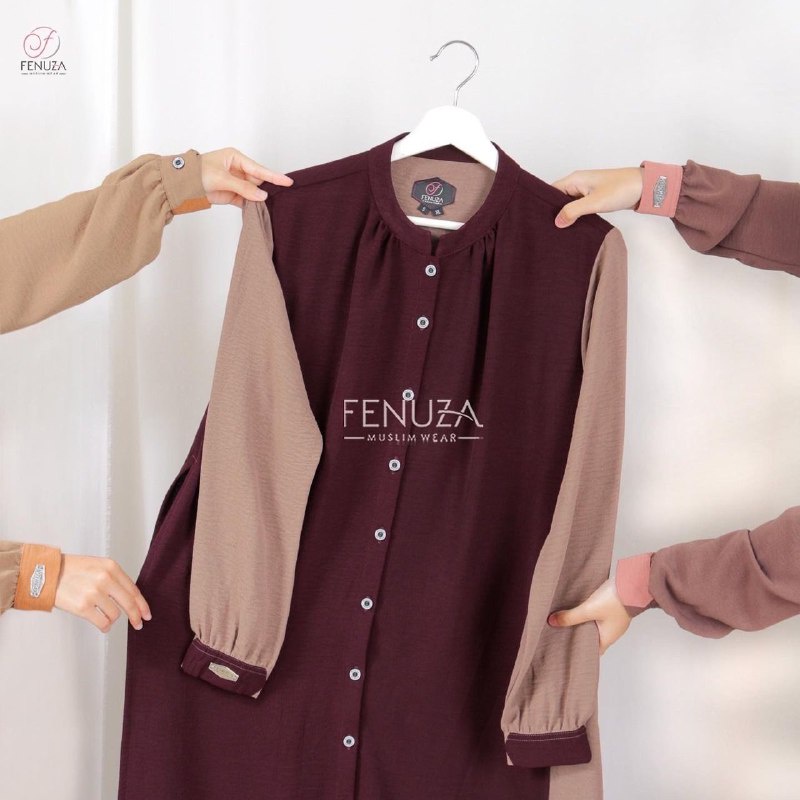 Gamis Fenuza Cornelia Dress Gamis Twotone Airflow Crepe Polos Busui Simpel