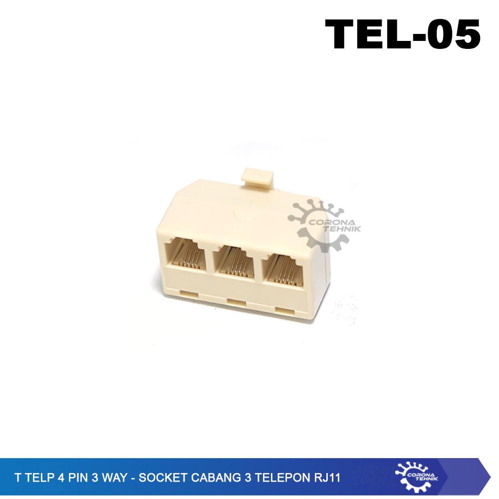 T Telp 4 Pin 3 Way - Socket Cabang 3 Telepon RJ11