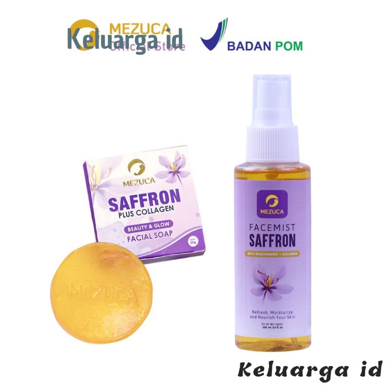 ❤ MEZUCA PAKET ❤ Kombo Hemat Facial Soap + Facemist Saffron - Keluarga id