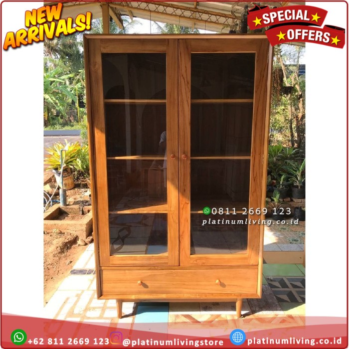Lemari Hias Kaca 2 Pintu, Almari Hias Minimalis Kaca, Lemari Pajangan Platinumliving Furniture Indon