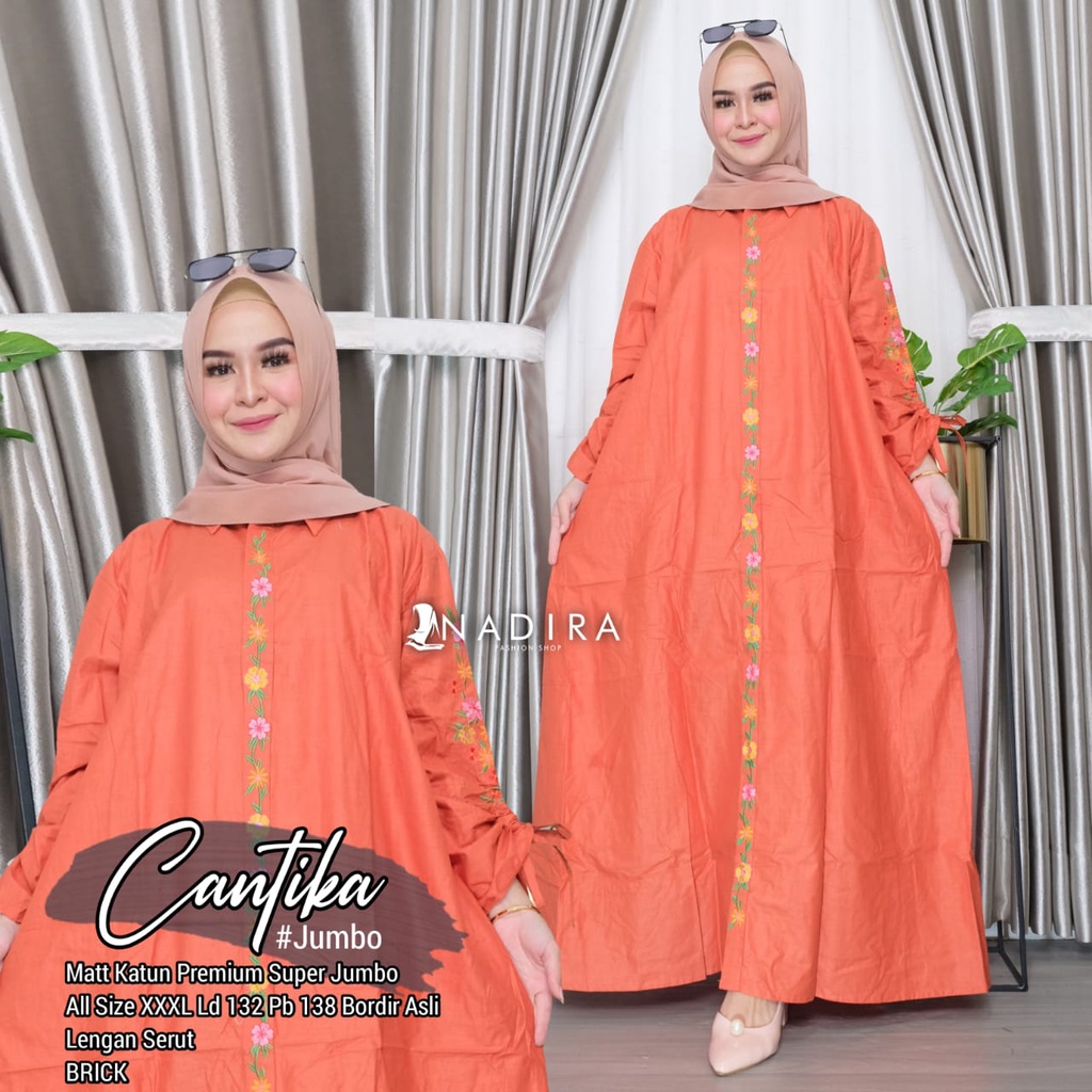 Cantika Gamis pakaian muslim jumbo oversize bigsize dress ld120 ld130 ld140 murah terbaru polos adem