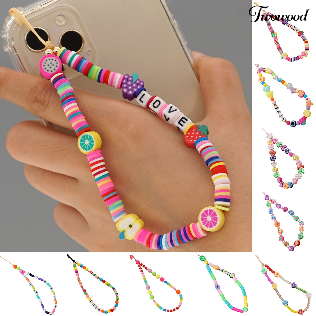 Twowood Tali Lanyard Handphone Bahan Polymer Clay Warna-Warni