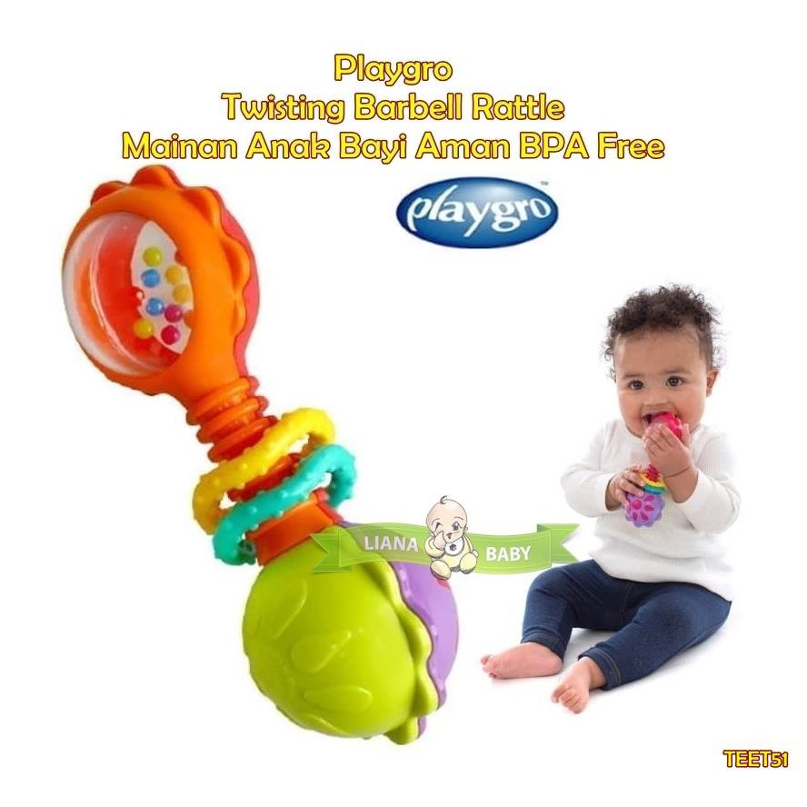 TEET51 MAINAN ANAK BAYI PLAYGRO TWISTING BARBELL RATTLE 114360