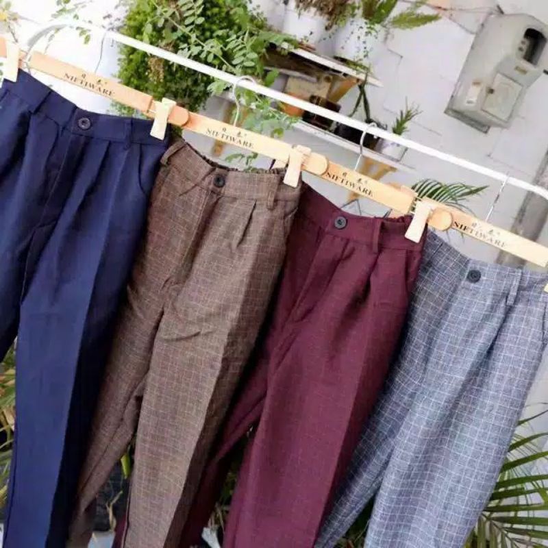 BAGGY PANTS  KOTAK KATUN  LINEN