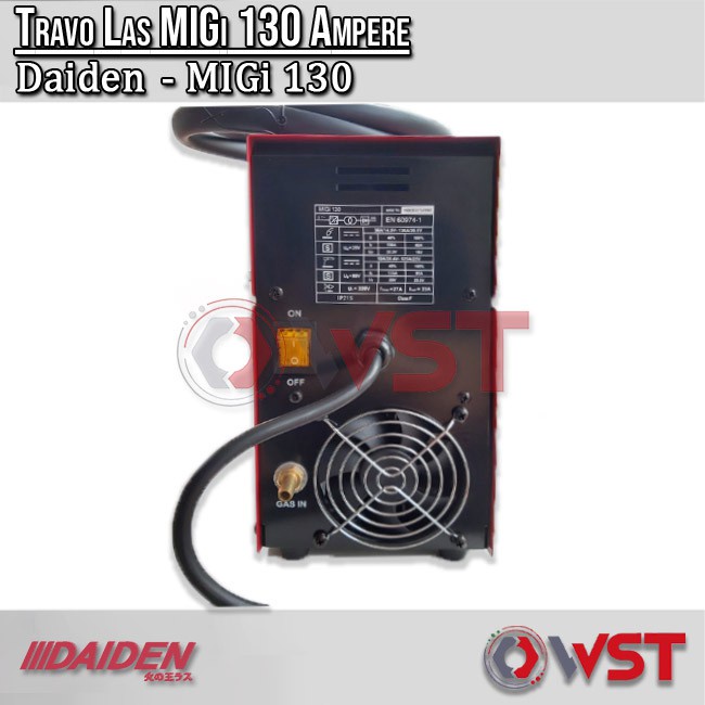 PROMO SALE DAIDEN Travo Las MIG MIGi 130 - 130A Tanpa Gas - Include kawat las 1kg