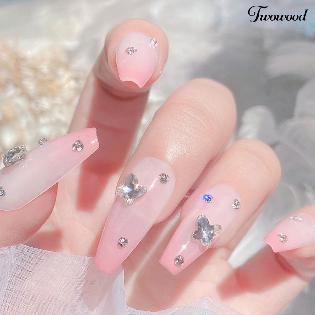 10 Pcs Ornamen Kuku Bentuk Hati 3D Aksen Kristal Imitasi Untuk Dekorasi Nail Art Charms