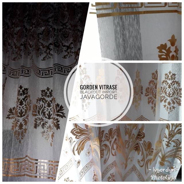 GORDEN TIRAI VITRASE L 100 cm x T 220 cm  import blackout gorden putih daleman vitrase Gold