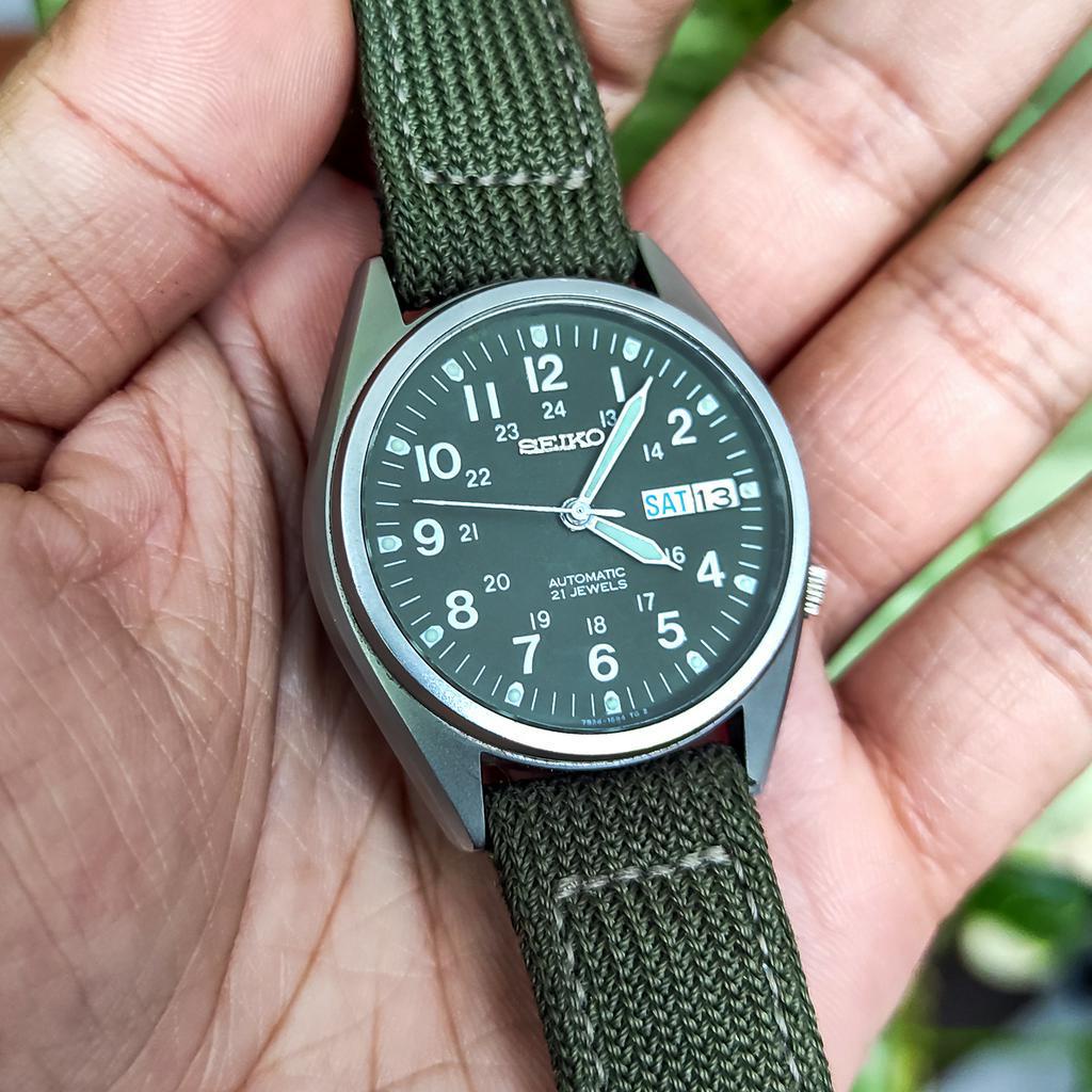 Seiko Military SNX425 Green Dial Automatic Vintage Rare Good Condition