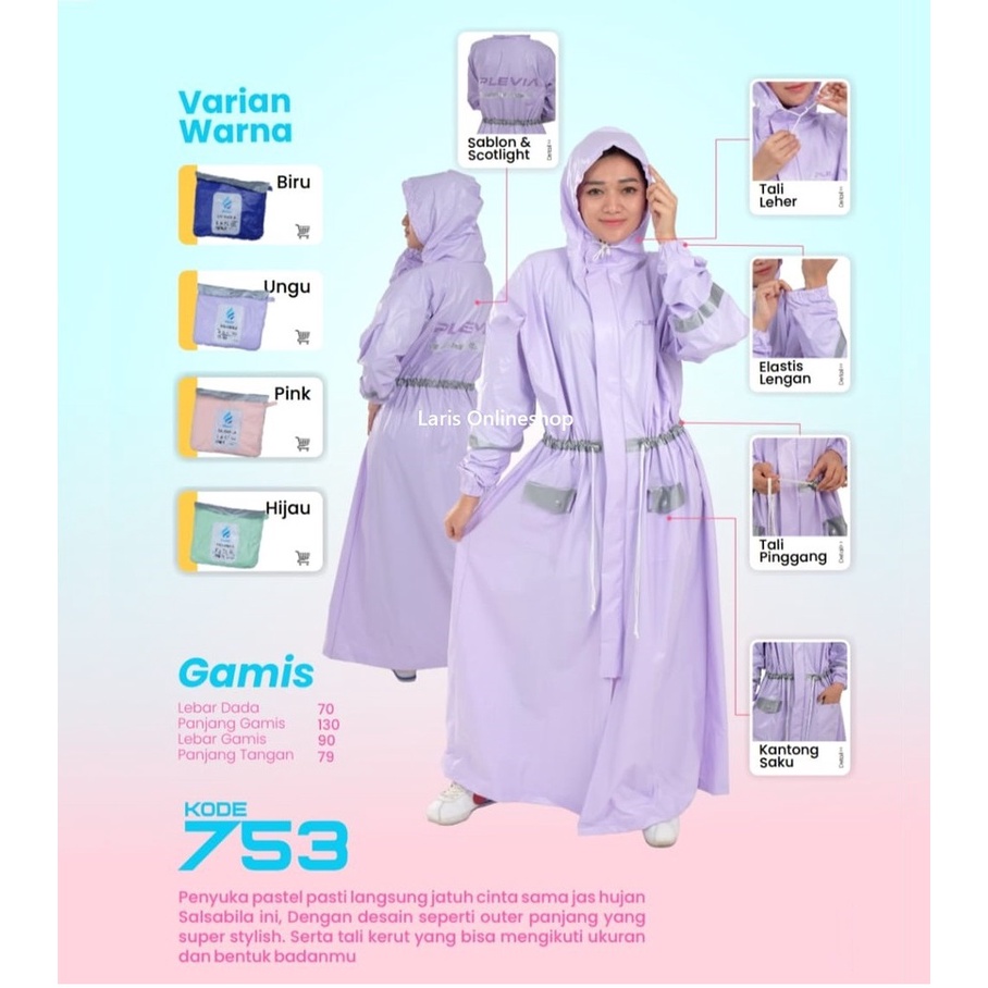 Jas Hujan Ponco Lengan Gamis Salsabila Plevia 753