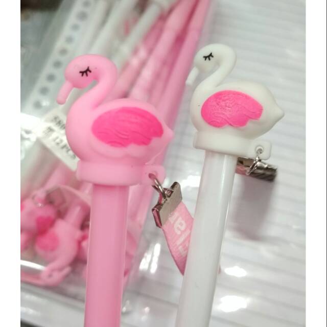 

Pulpen gel karakter flamingo tali cool lucu