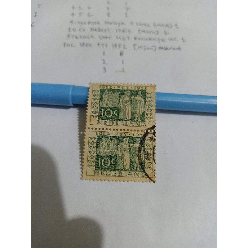 

Perangko Nederland CIRCA 1852 PTT 1952 10 C Prangko Stamp (2pcs)