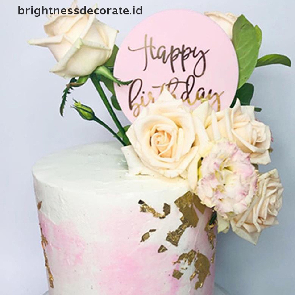 Topper Kue Desain Happy Birthday Bahan Akrilik Untuk Dekorasi