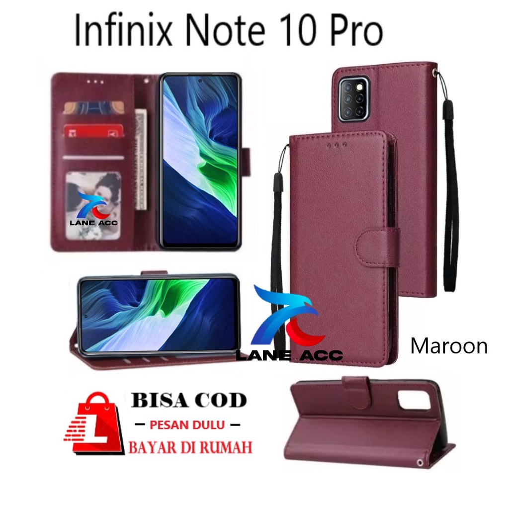 INFINIX  NOTE 10 PRO- Flip Leather Case Premium -Wallet Case Kulit-Casing Dompet- Premium-Case Sarung Buku