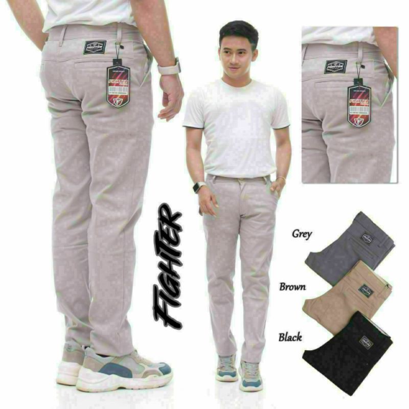 BIG SIZE Celana panjang fighter bahan bos diamond tebal celana chino cowok murah