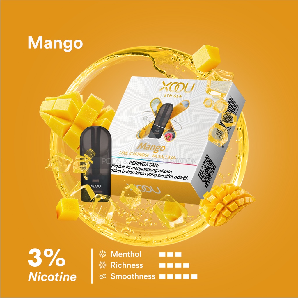 [PNCSID] [RELX COMPATIBLE] XOOU Mint Flavour Pods / Cartridge - Mango