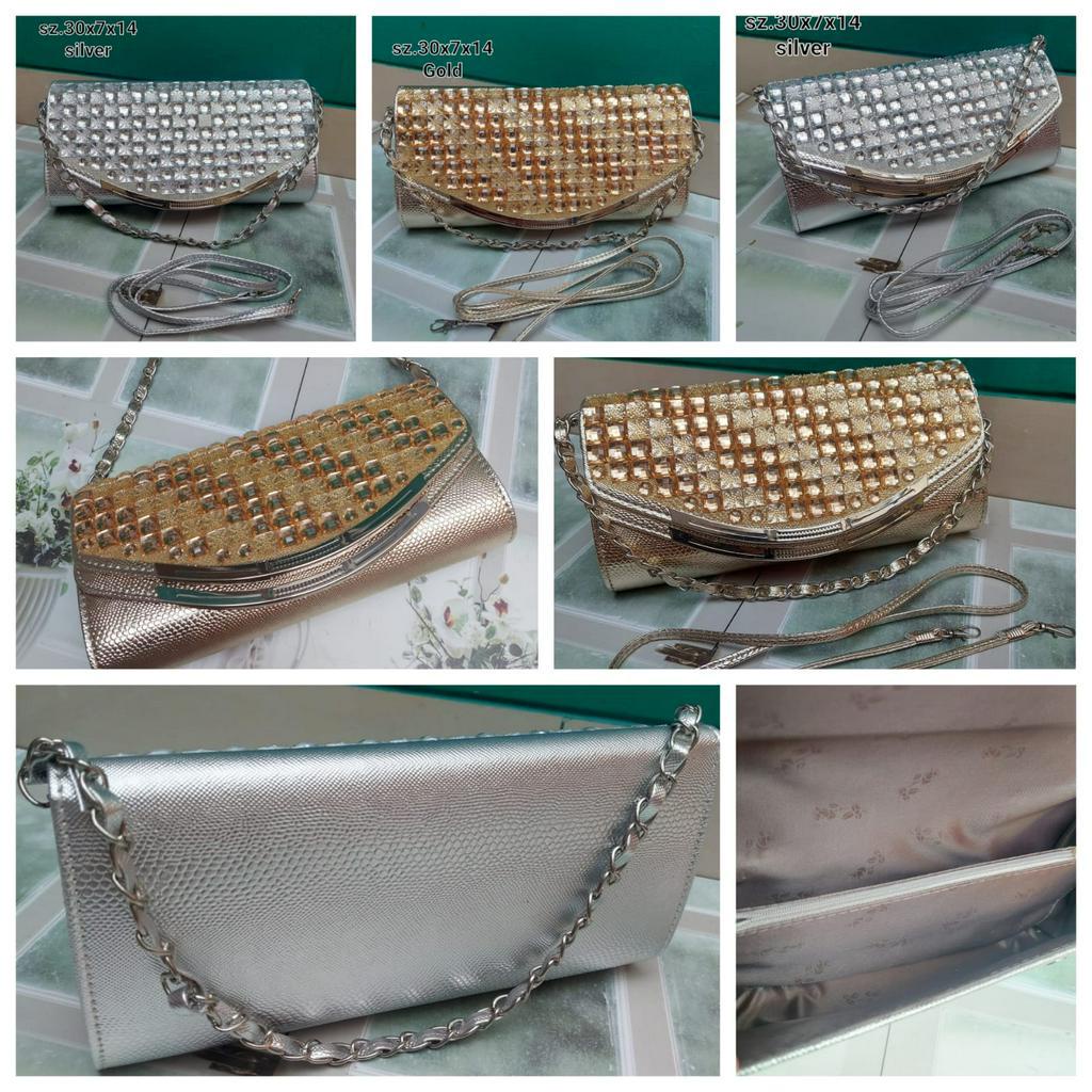 Tas Pesta Wanita Permata Behel Clutch Wanita Import