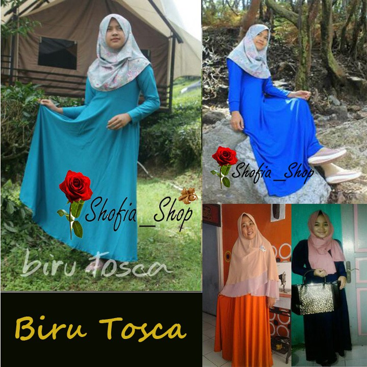 Dress Baju Gamis Biru Tosca Jersey Muslimah L Fit To Xl Promo Per Buah Harga Grosir Shopee Indonesia