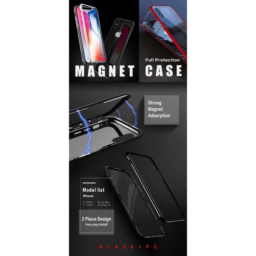 Case Magnet + Anti Baret 2 in 1 for iPhone 6, 6+, 7/8, 7/8 Plus, X