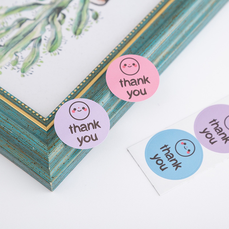 (1Lembar isi 4PC) Stiker Label Thank You Terima Kasih Best Wishes Lucu Kertas Bentuk Bulat