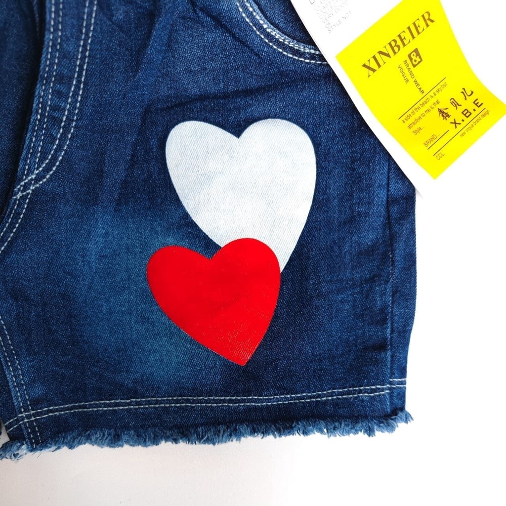 Promo !! Celana pendek anak perempuan / hotpen anak import / Hot pants three heart colour ukuran 2-4 tahun