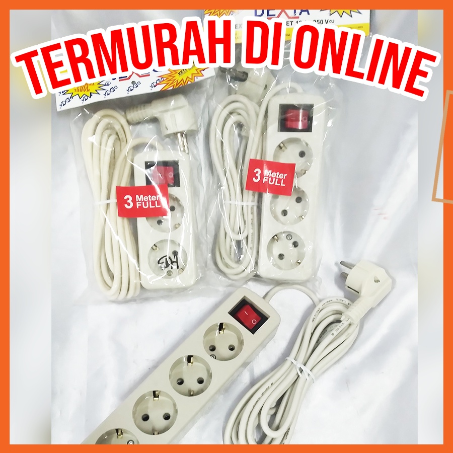 Stop Kontak Kabel Olor 3 m Meter Terminal StopKontak Cabang Multi Model 2 3 4 Lubang Saklar