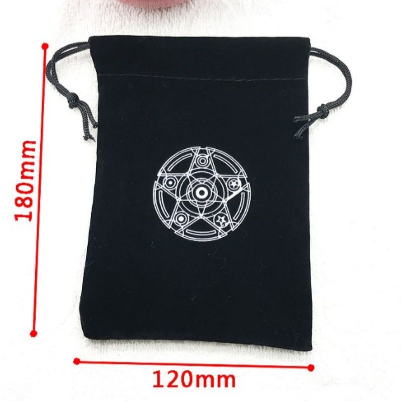 Pouch Kartu Tarot Beludru Motif / Kantong Kartu Tarot Hitam Logo Magic Circle (18*12cm)