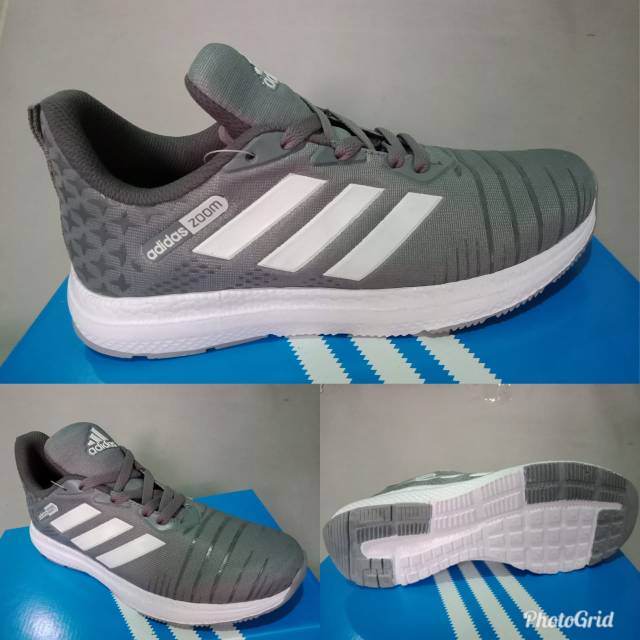 Sepatu Adidas Zoom Running Abu Putih Original
