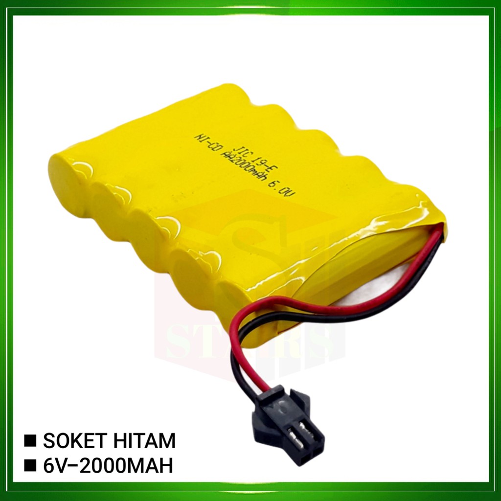 Baterai Mobil Remot Control/RC 5x AA Ni-Cd 6V - 2000mAh Socket Hitam