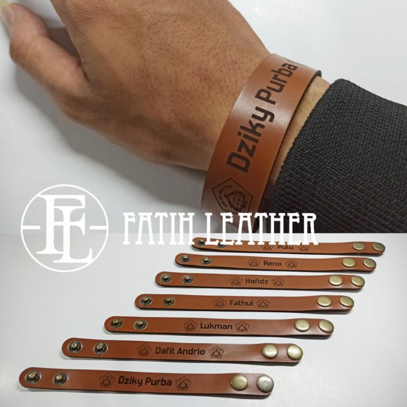 ⭐⭐⭐⭐⭐ Gelang Kulit Asli Custom Nama Sesuai Request - Gelang Kulit Custom