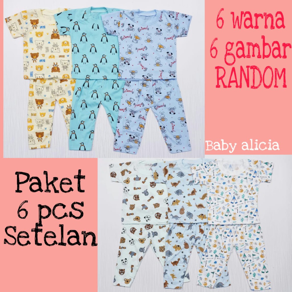 PROMO Paket  Isi 6 pcs  Setelan Anak Celana Panjang / Setelan Piyama Anak Baju Anak Murah