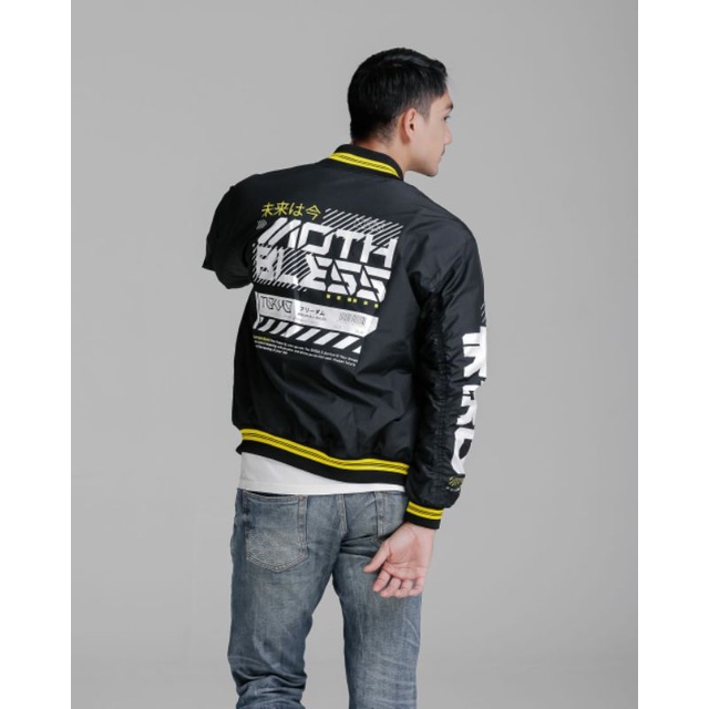 JAKET PRIA - JAKET BOMBER  HITAM MOTHBLESS GRAVITY - JAKET PARASUT PRIA - JAKET OUTDOOR