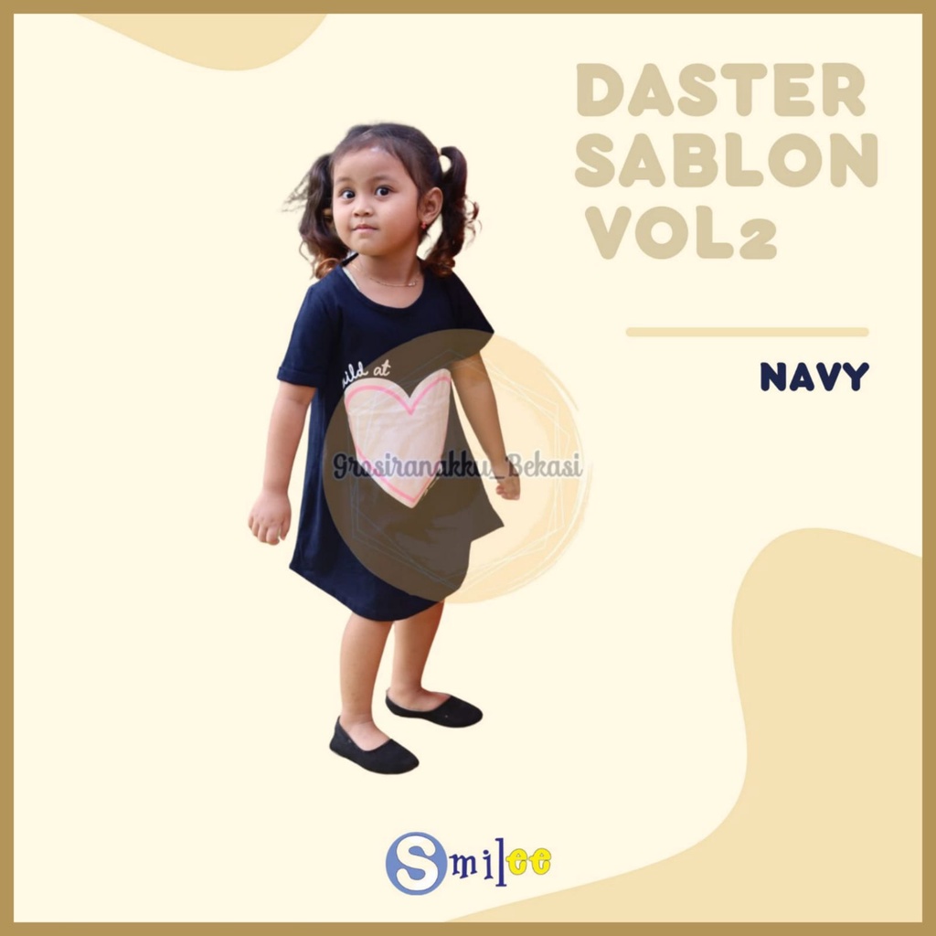 Daster Anak Smile Sablon Vol 2 Motif Navy Love size 1-5Tahun