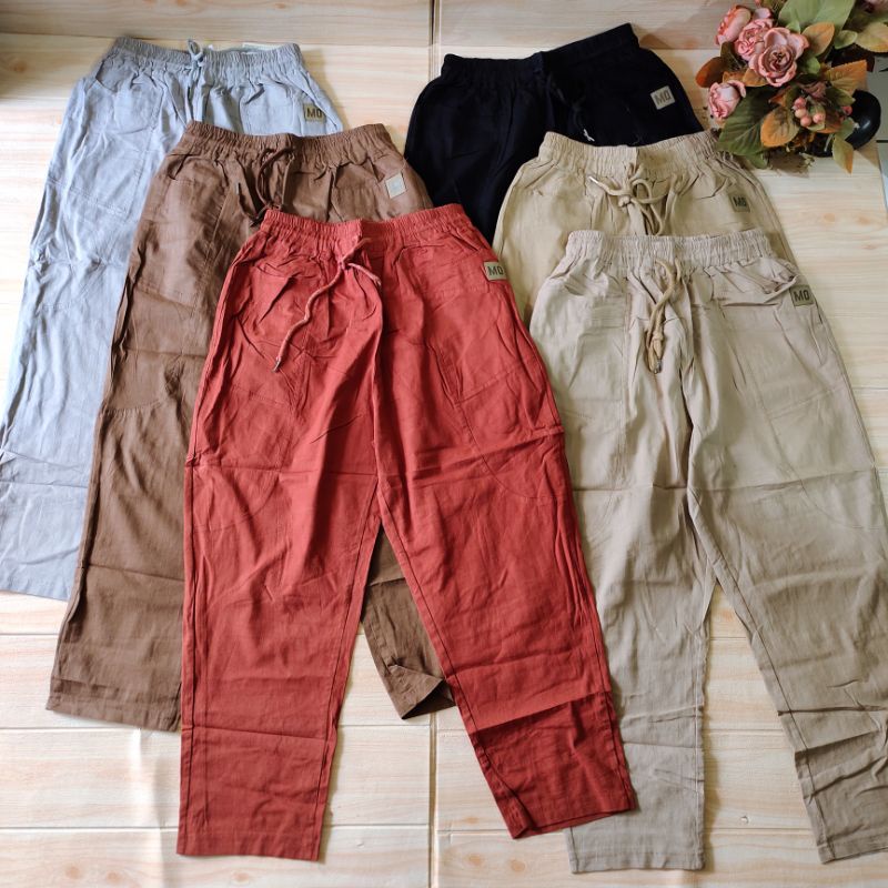 8502 / 505 / 890 / 8923 / 8903 Celana Panjang Katun Linen Stretc Import Fit to 3XL Casual Pants Cela