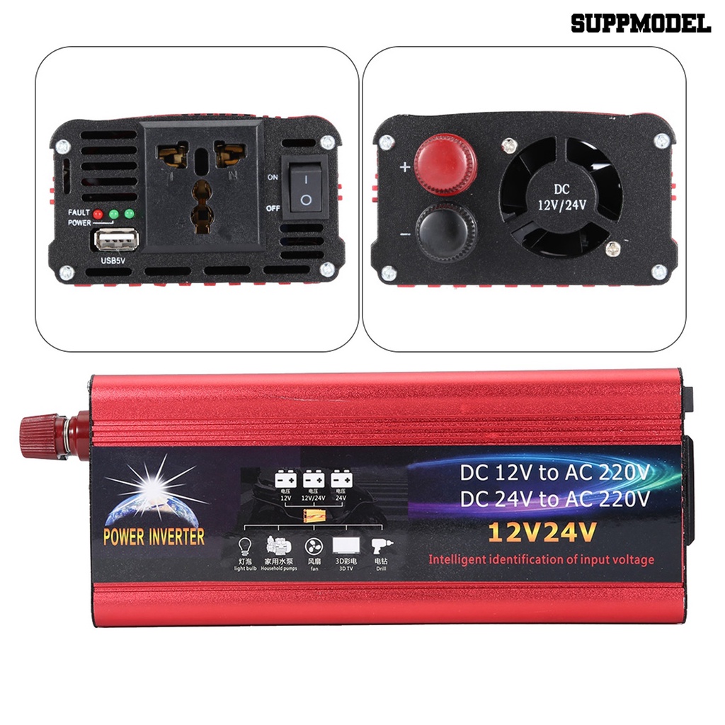 Adapter Converter Power Merah 6000W 12V / 24V Sensitivitas Tinggi Anti Karat Untuk Mobil