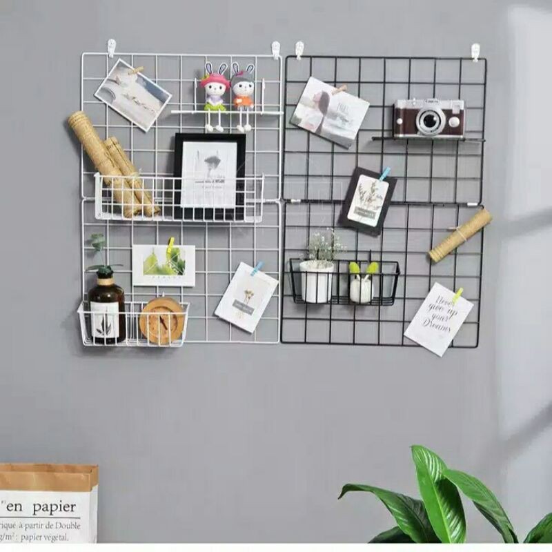 [GERATIS ONGKIR] HIJANG Wire Grid Wall White &amp; Black Color stylish modern