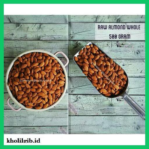 

lanoisidartdrink- raw almond whole / almond mentah kupas utuh dengan kulit ari 0.5 kg -asliii-