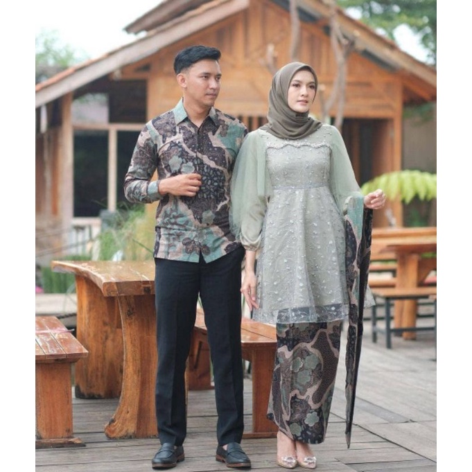 NEW ARIVAL || SET BATIK COUPLE MELLA SAGE | SET KEBAYA LAMARAN | OUTFIT KEKINIAN BATIK KEBAYA MODERN