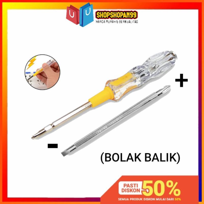 TESPEN Tes Pen Obeng / Obeng Bolak Balik + - Sunfree Kuning - S99