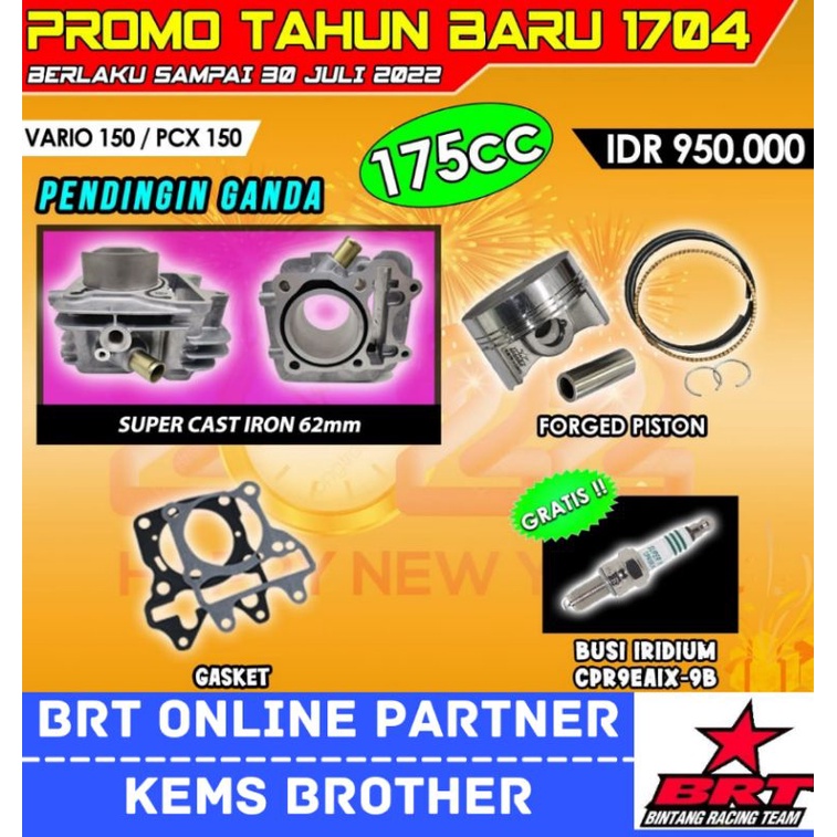 BLOK PCX BRT ADV VARIO 150 VARIO 125 PISTON 62MM CASTING IRON DOUBLE COOLER GENERASI KETIGA GRATIS BUSI RACING BRT KODE CPR