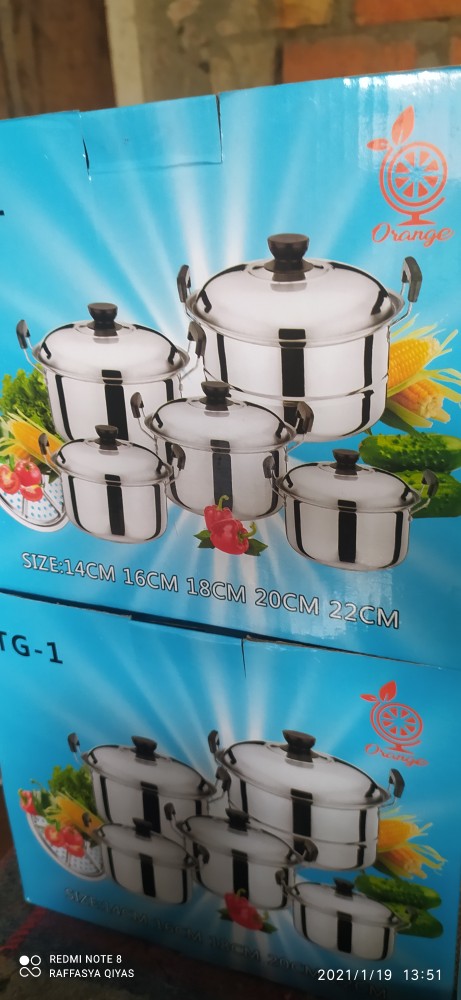 Promo Termurah Panci Isi 5 ( 5 Pcs+ 2 Steamer ) Hc High Pot Series 5pcs/panci Steamer Pot 2 Susun
